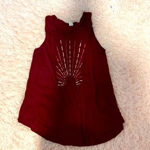 red graphic tank top